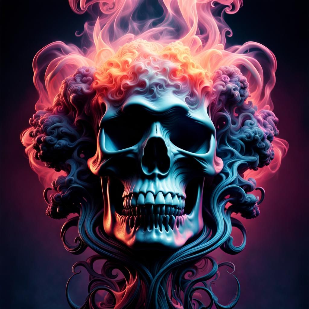 Fuming Vapor Skull Face with Cosmic Energy