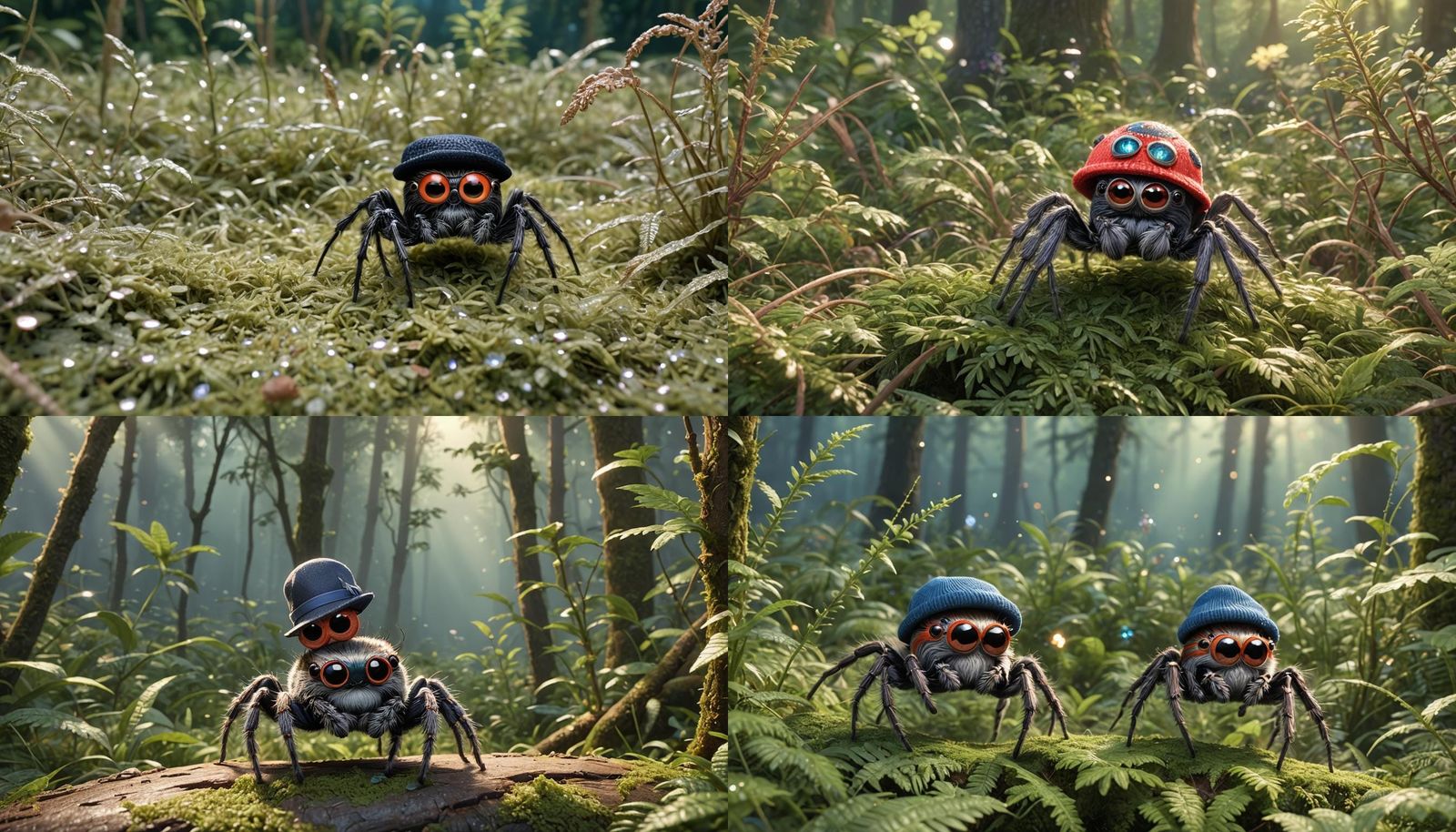Cute Jumping Spider in Magical Forest: Pixar Style