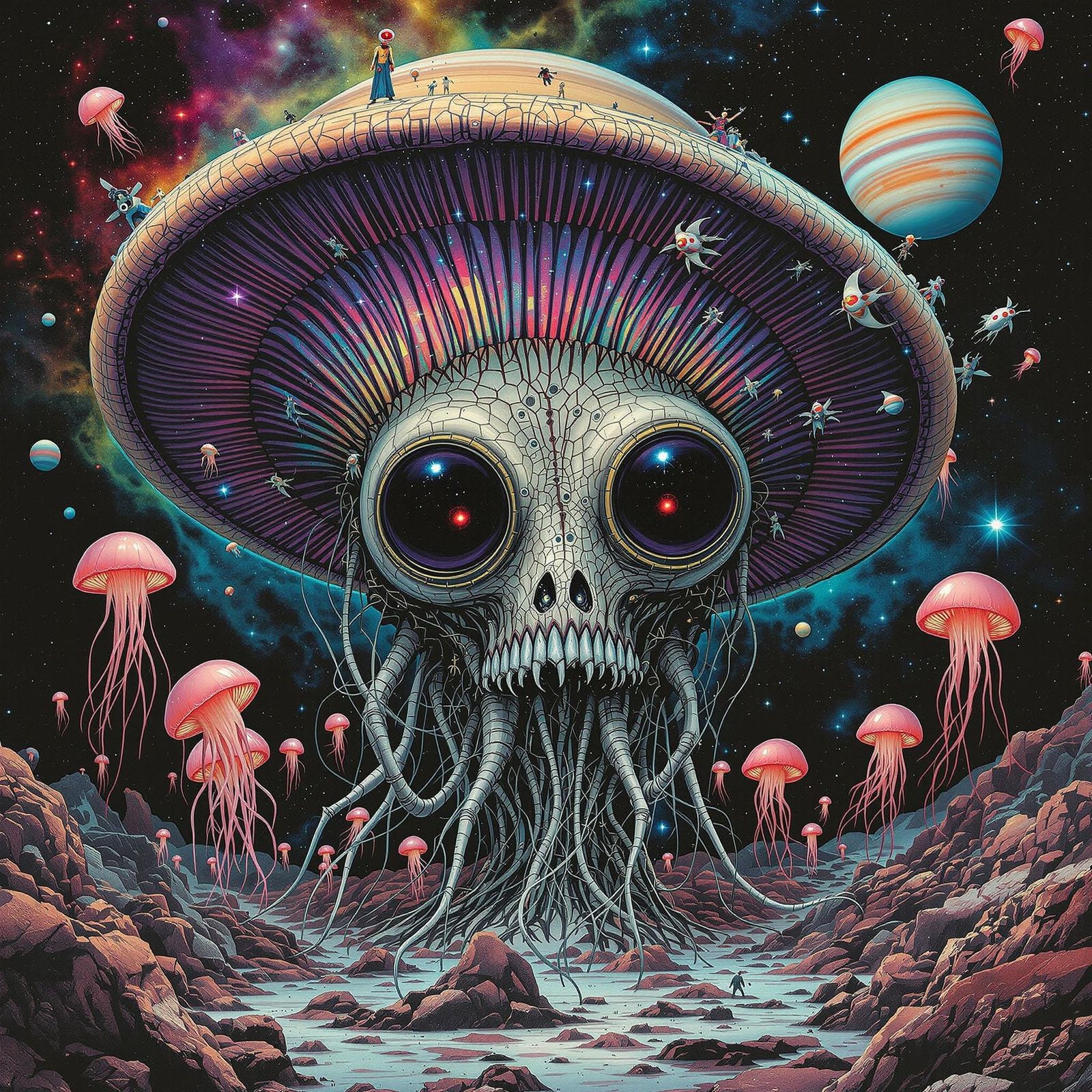 Psychedelic Alien Mushroom Head Nebula Reflection
