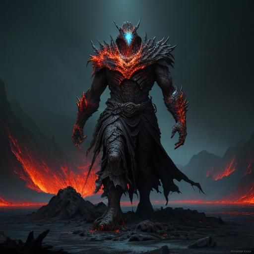 Magma Behemoth in Beksiński-Inspired Dark Fantasy