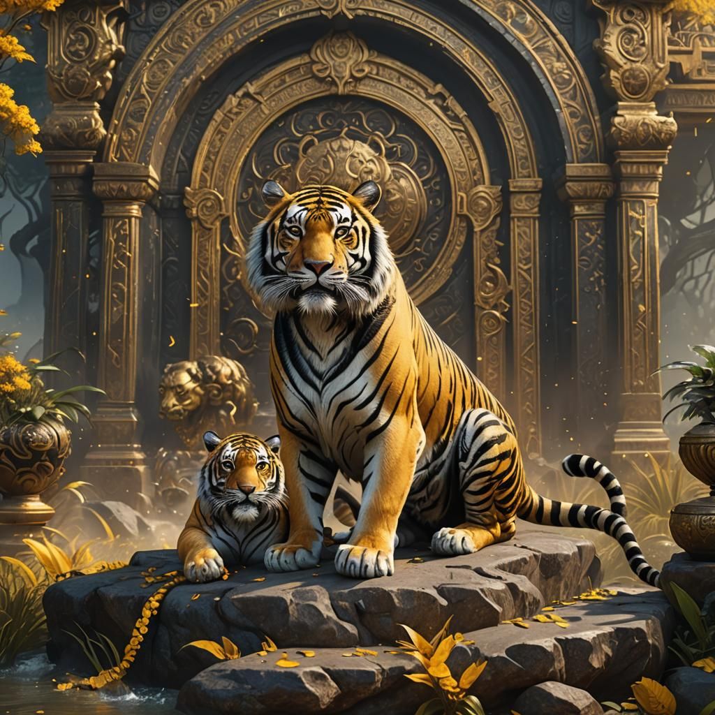 Golden Tiger: Traditional Fantasy Art