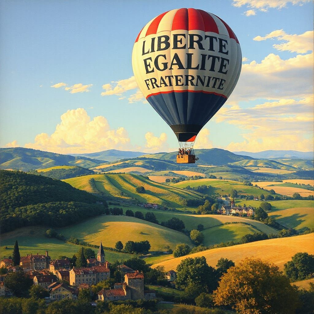 French Countryside Landscape in Impressionist Style