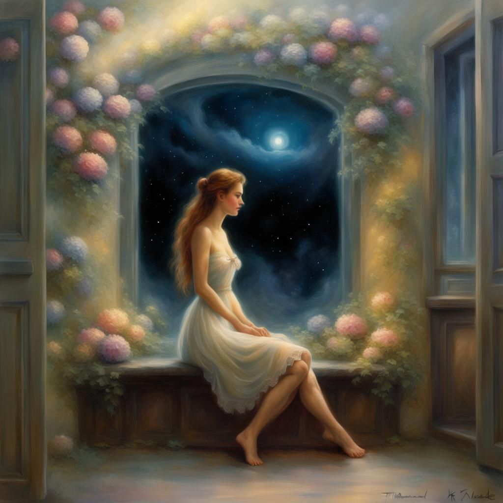 Ethereal Figure Awaiting Moment in Dreamscape