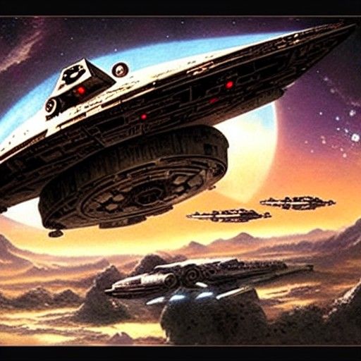 Star Wars Ships in Ethereal Fantasy Style