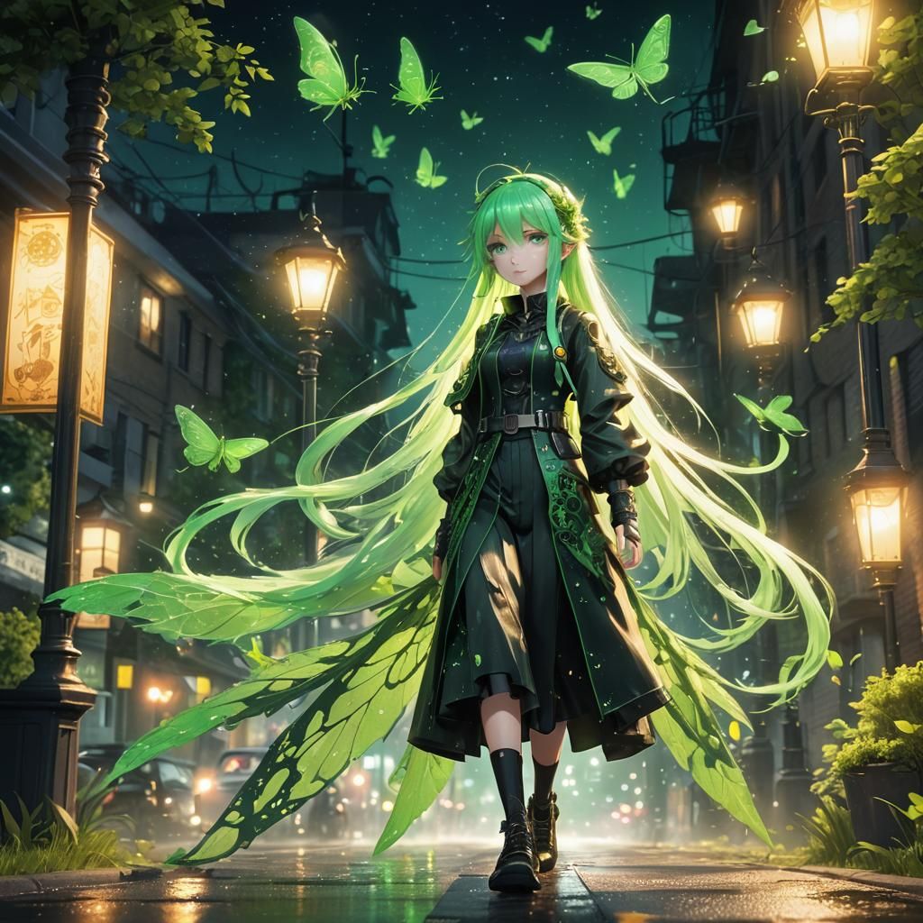 Anime Girl with Lacewings: Fantasy Concept Art