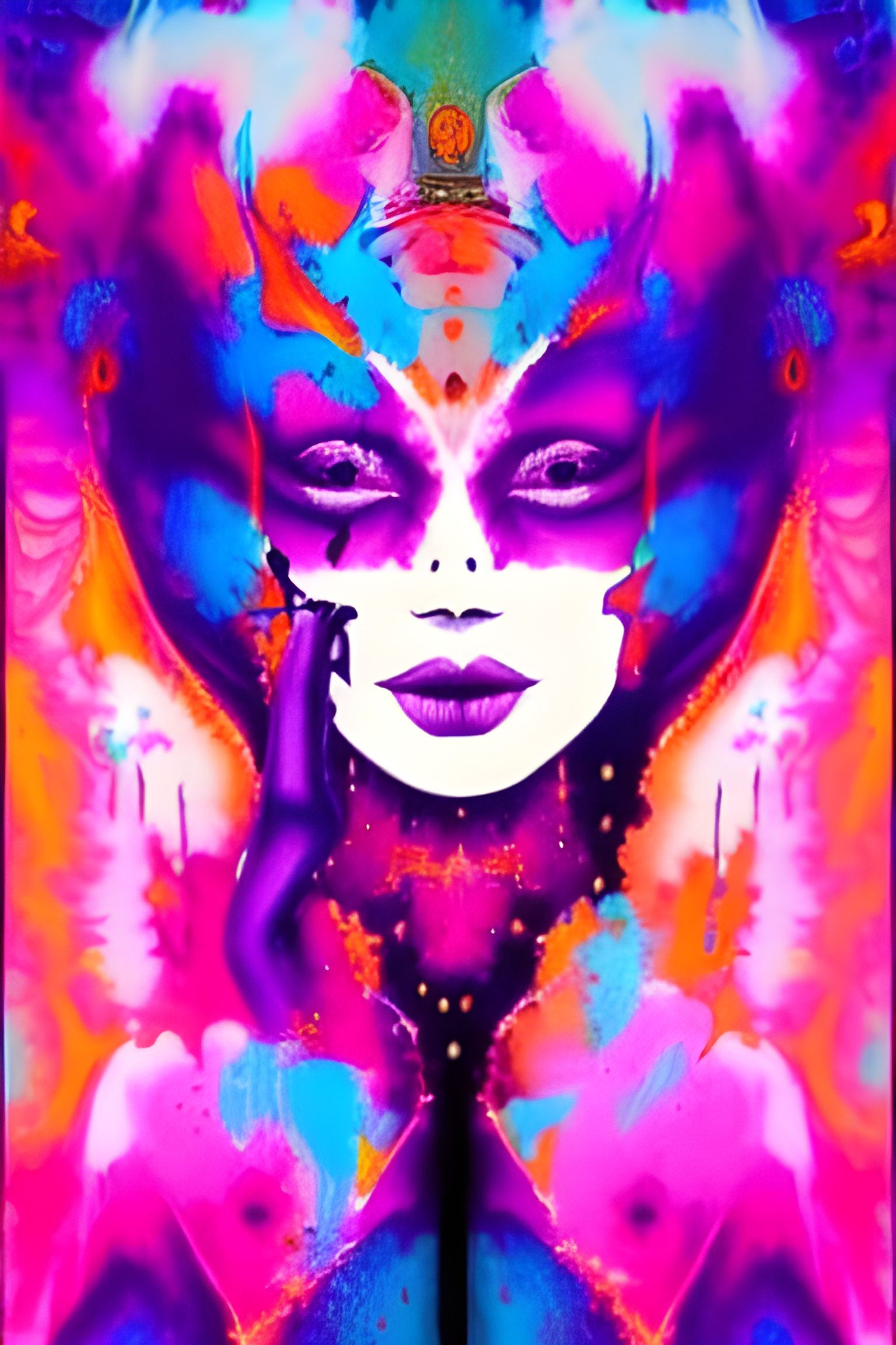 Stunning Princess: Rorschach-Inspired Pen Art