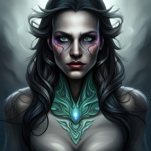Half-Human, Half-Demon Woman in Dark Fantasy Art