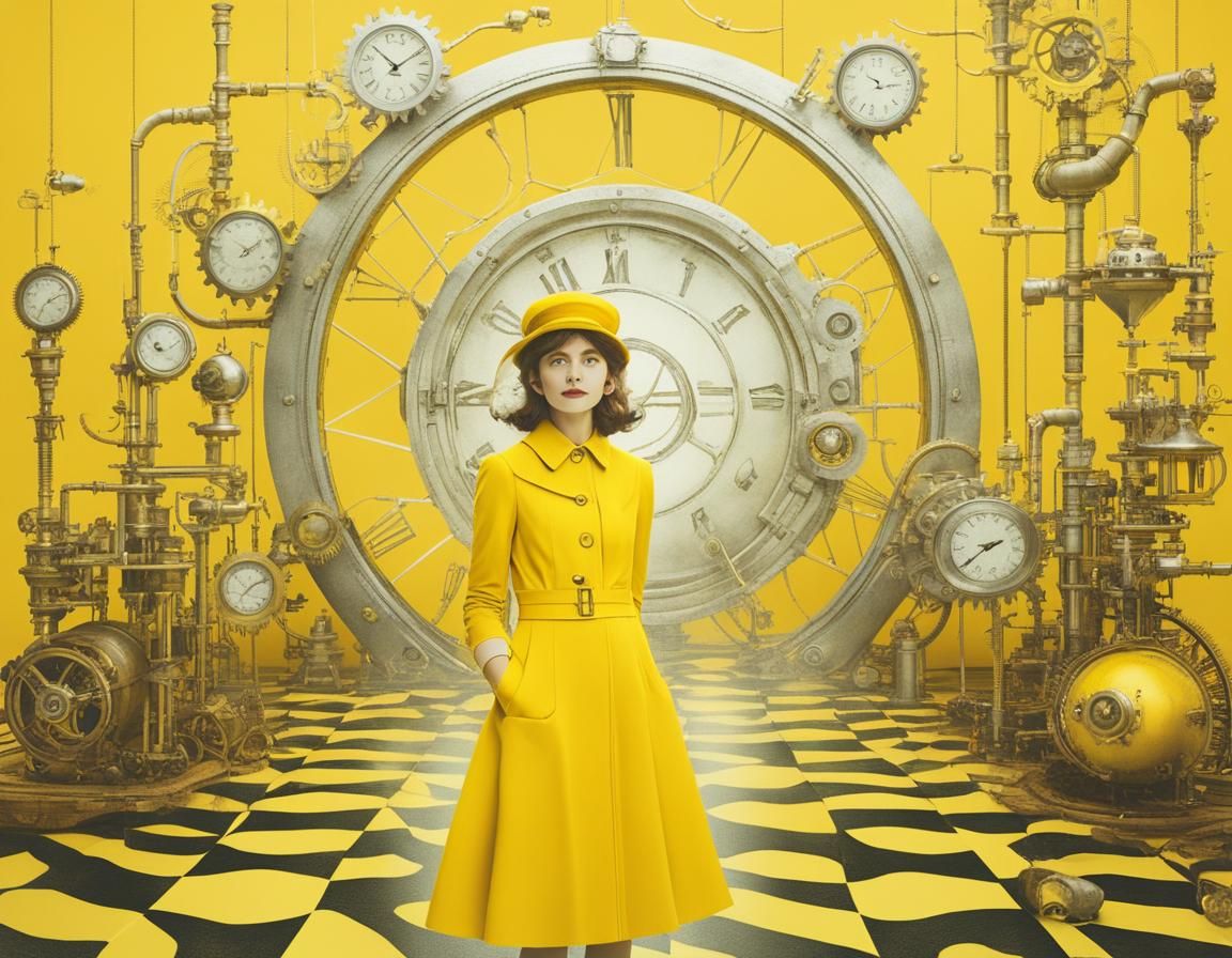 Minimal Steampunk Coconut in Yellow Color Palette