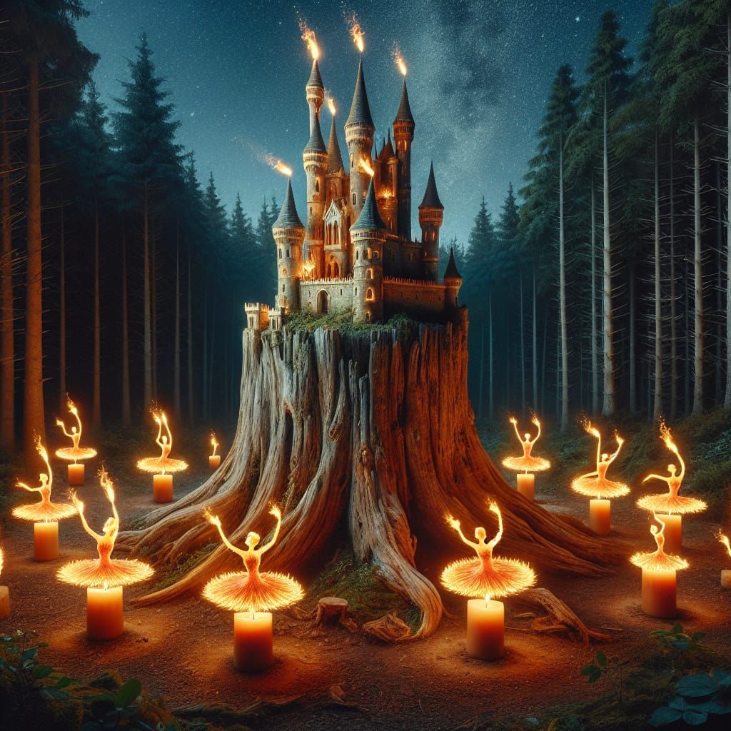 Mystical Candle Wax Castle in Enchanted Forest