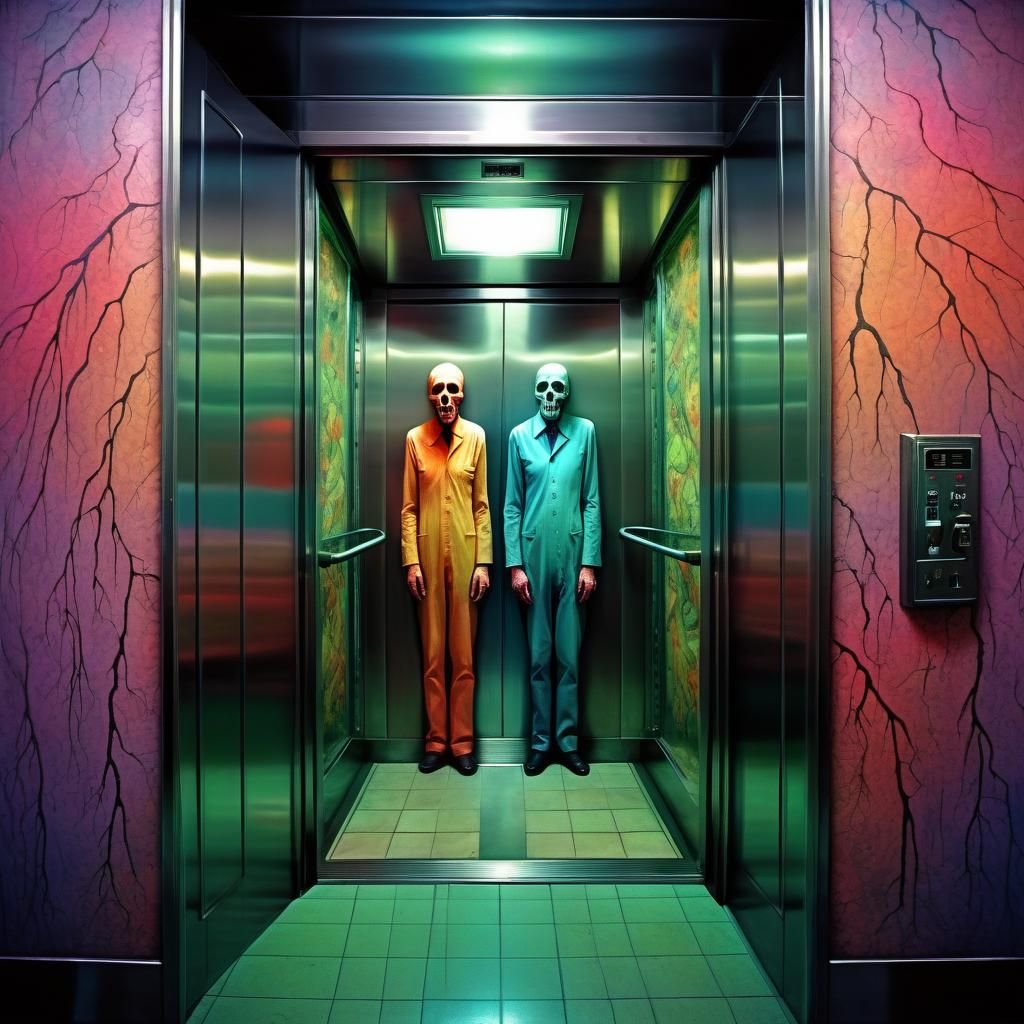 Surreal Morgue Elevator: A Claustrophobic Nightmare