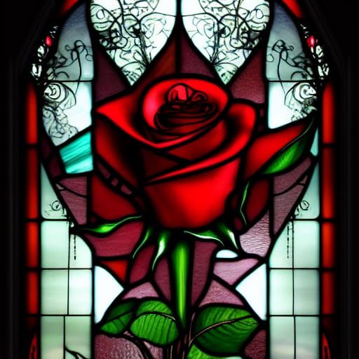 Stained Glass Rose in Vampire Castle