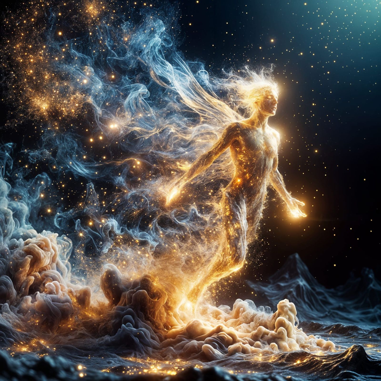 Golden Soul Ascends from Decaying Body