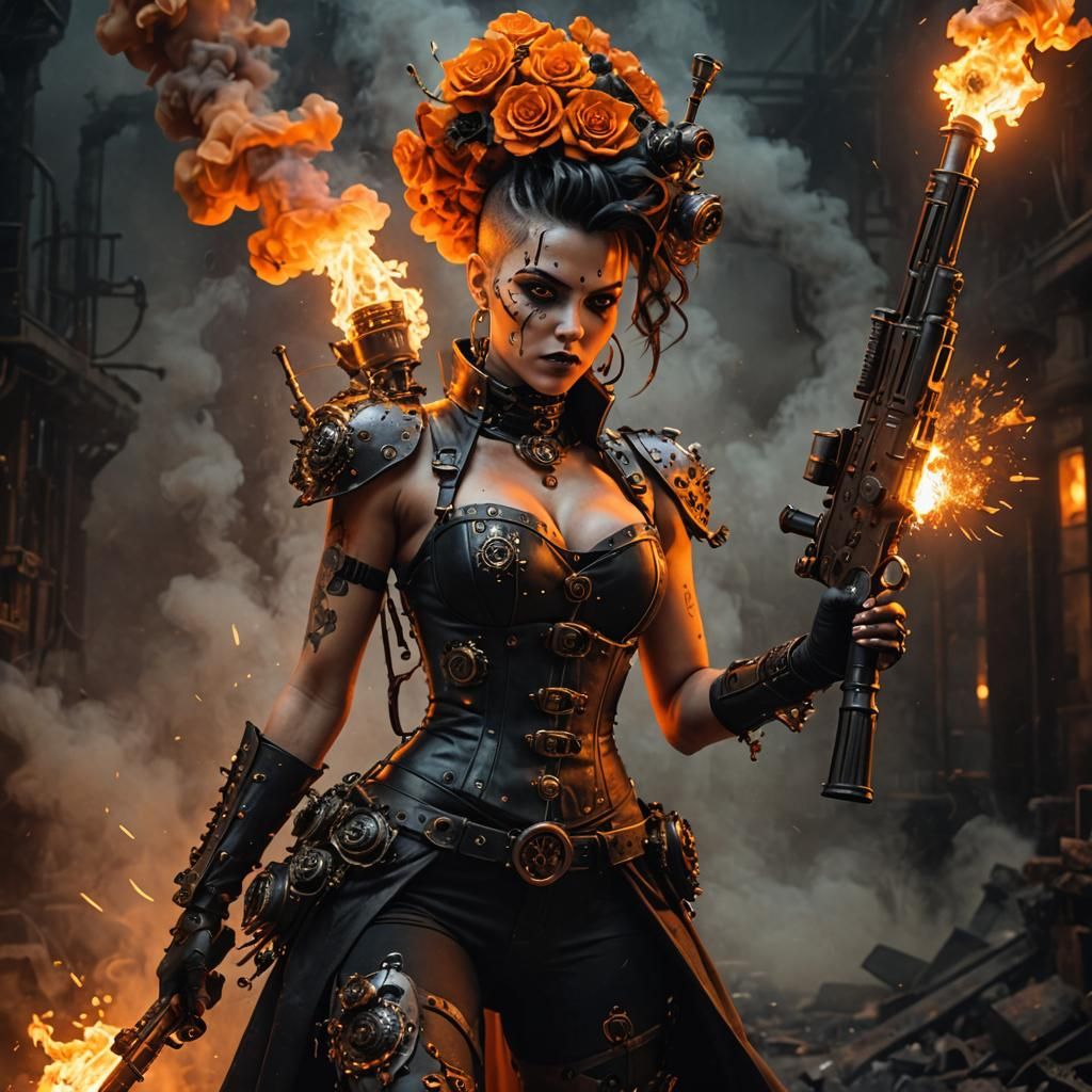 Steampunk Goddess of Fire and Molten Metal
