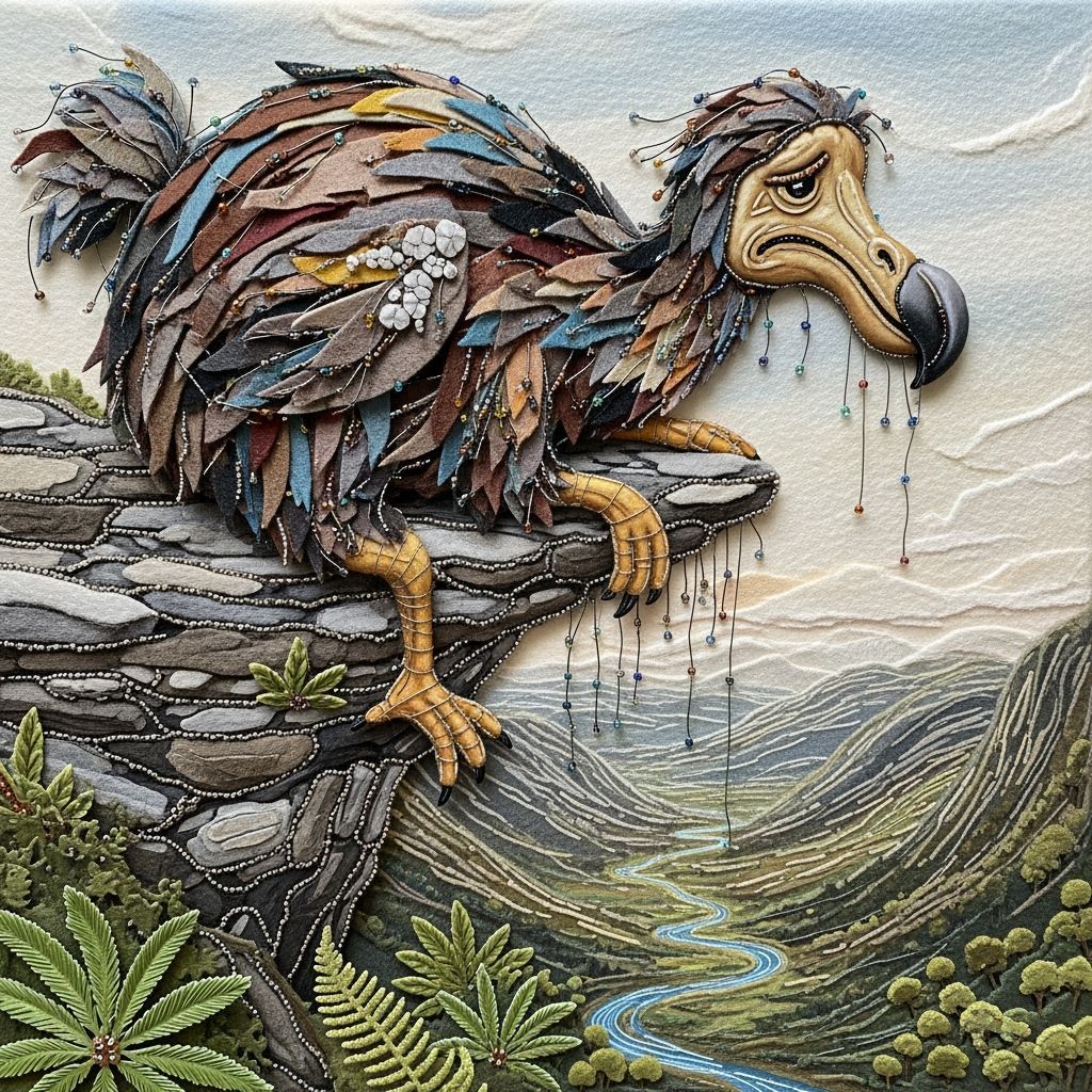 extinct animal felted the string of beads