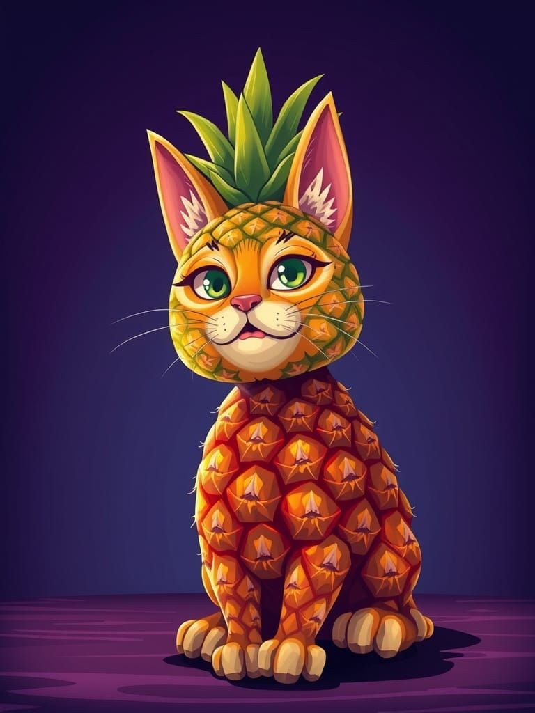Maine Cat in Vibrant Pineapple Form, a Tribute to Robert Cru...