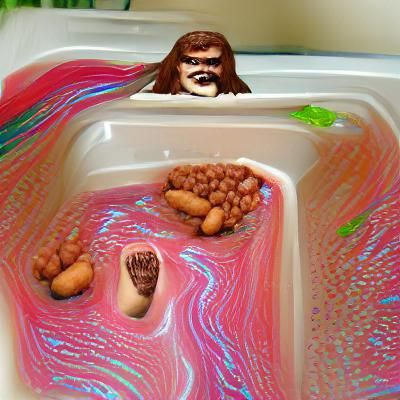 Bigfoot Bathes in a Bean-Filled Tub