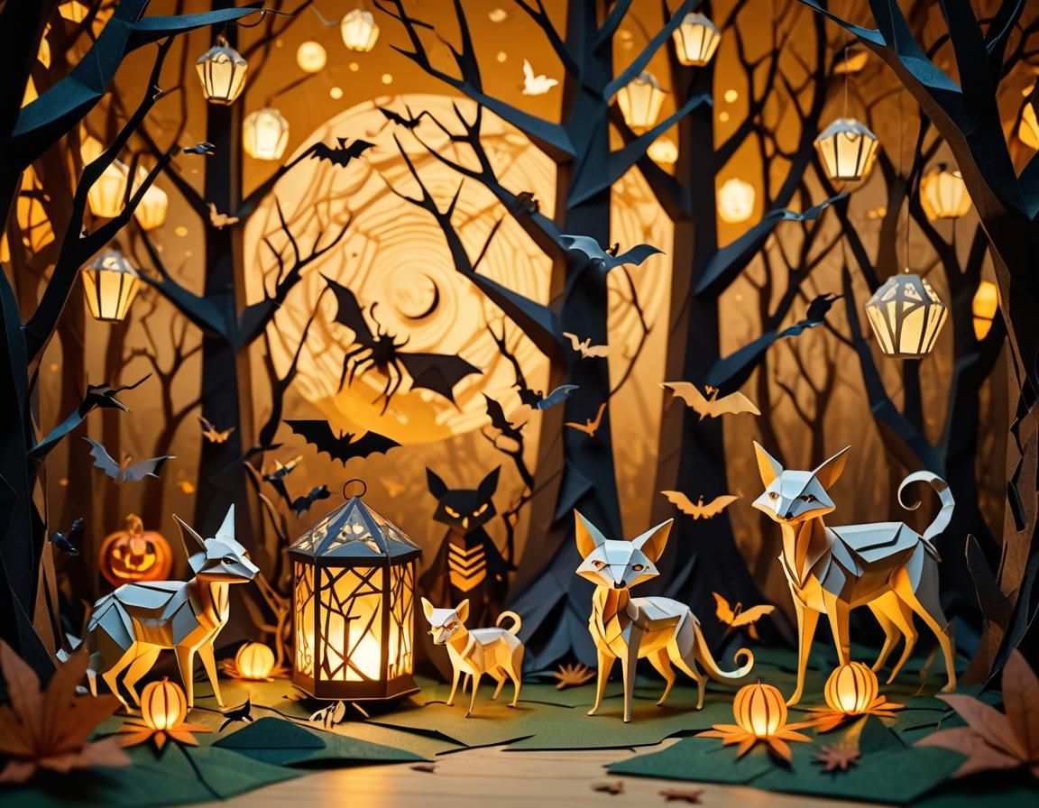 Magical Forest Animals Prepare for Halloween: Papercraft