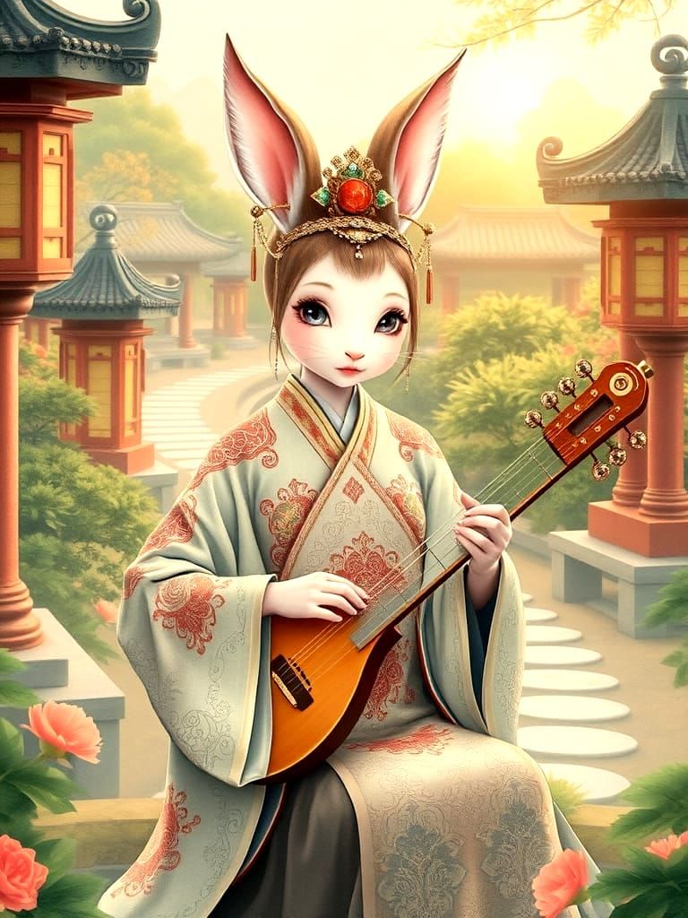 Xiao Tuzi Entertaining in the Garden