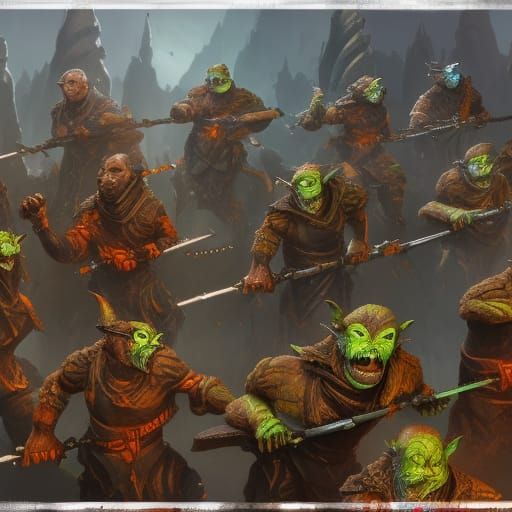 Goblin Ninja Army with Flamethrowers: Fantasy Concept Art