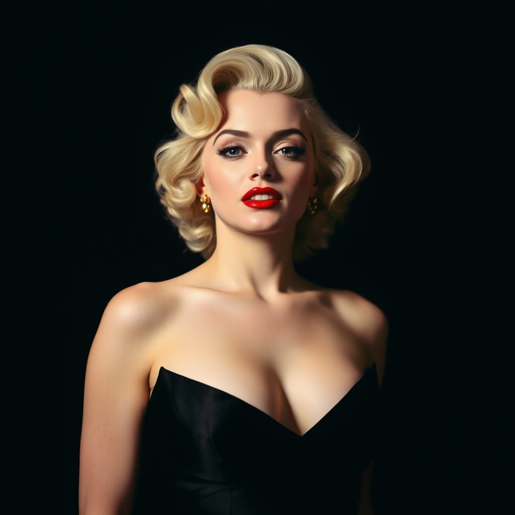 Glamorous Hollywood Siren in Classic Evening Gown