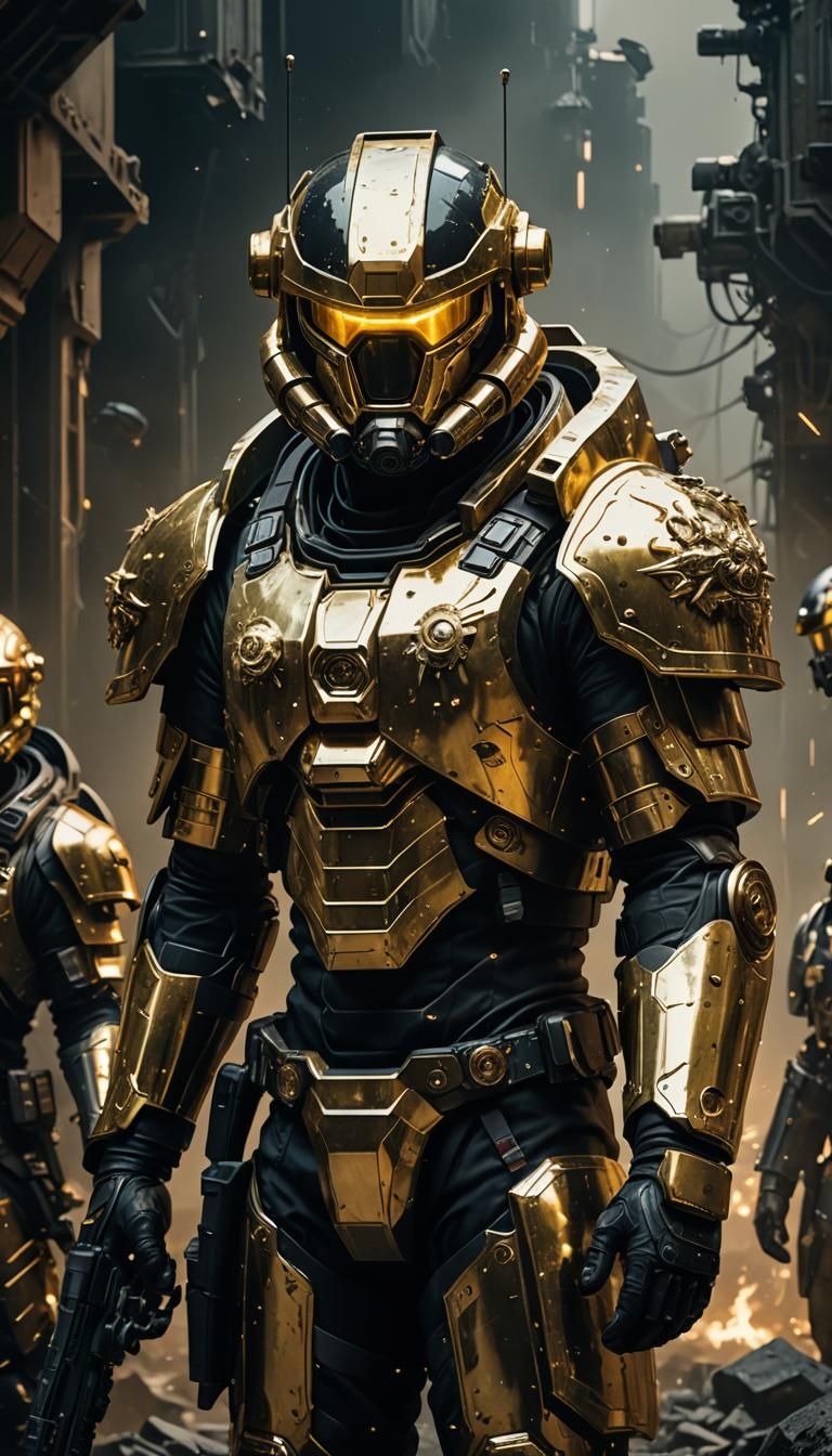 Helldivers 2 Citizen Soldier in Gold Armor