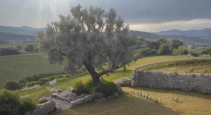 Medieval Thracian Landscape in Stormy Weather