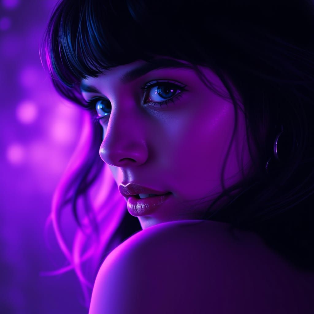 Surreal Norah Jones Portrait in Cyberpunk Style