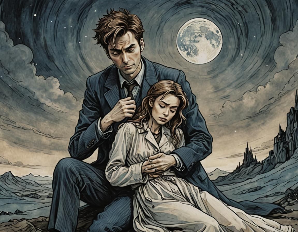 Doctor Who Scene in Arthur Rackham Style