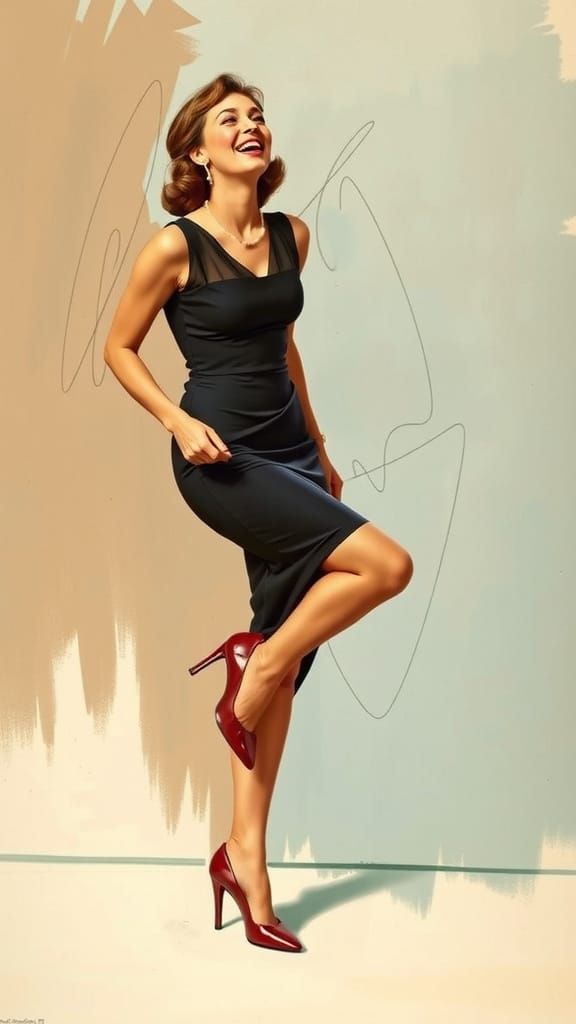 Vintage-Style Pantyhose Ad with Playful Elegance