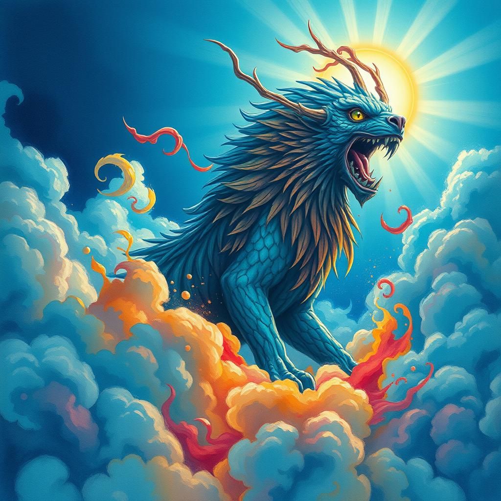 Mystical Manticore in Watercolor Hues