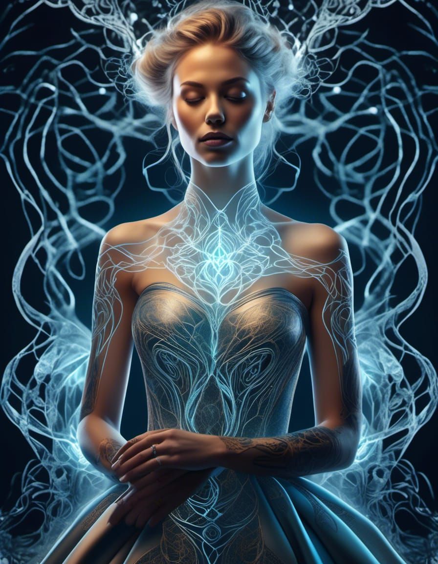 Glowing Norse Goddess in Shattered Glass