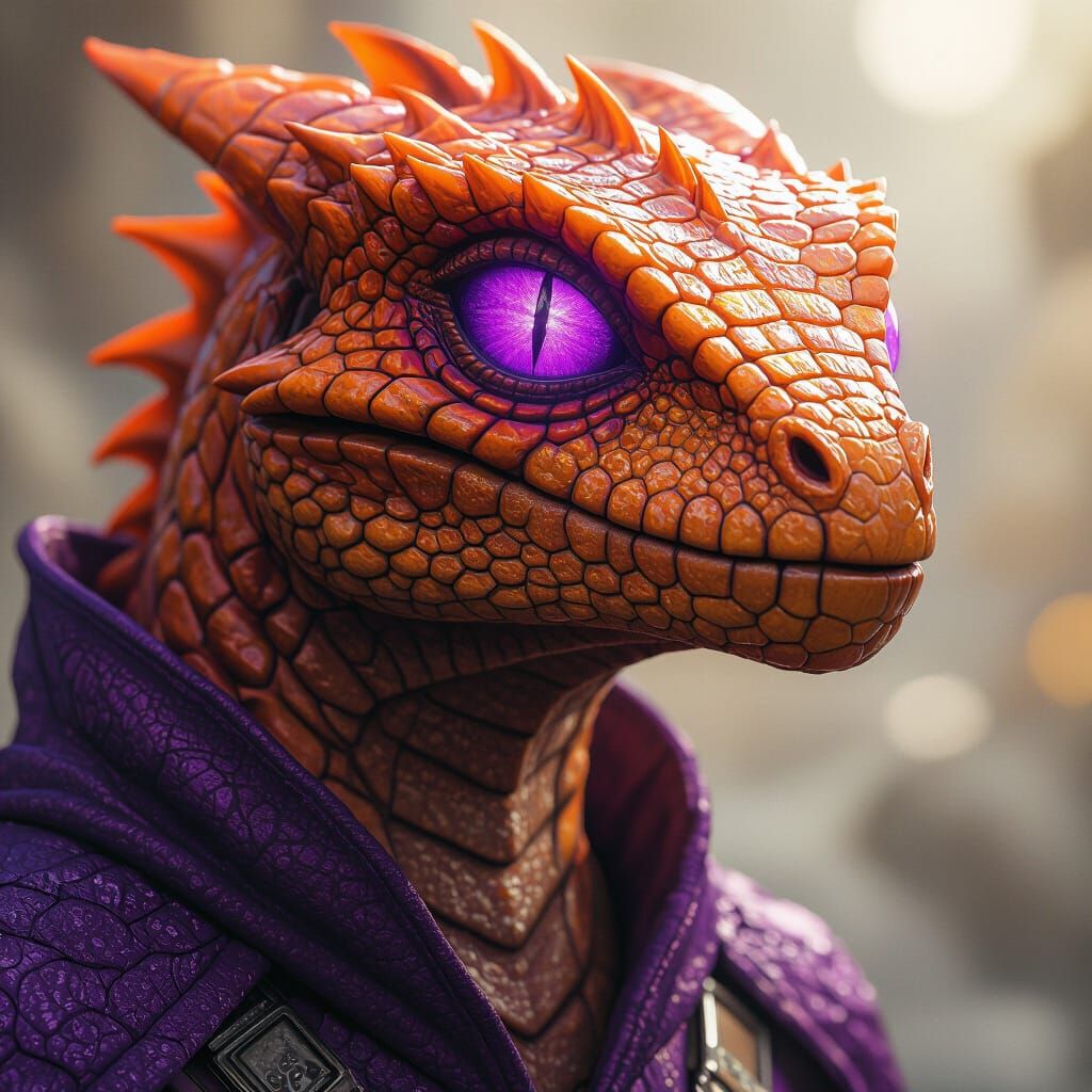 Reptilian Alien with Dragon Eyes in Pulp Comic Style