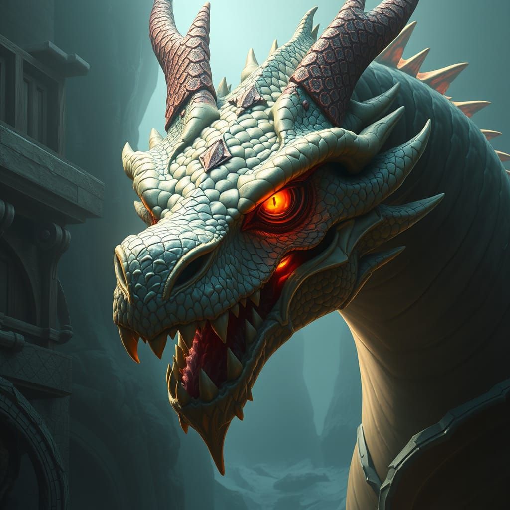 Majestic Dragon Head in a Fantasy Realm