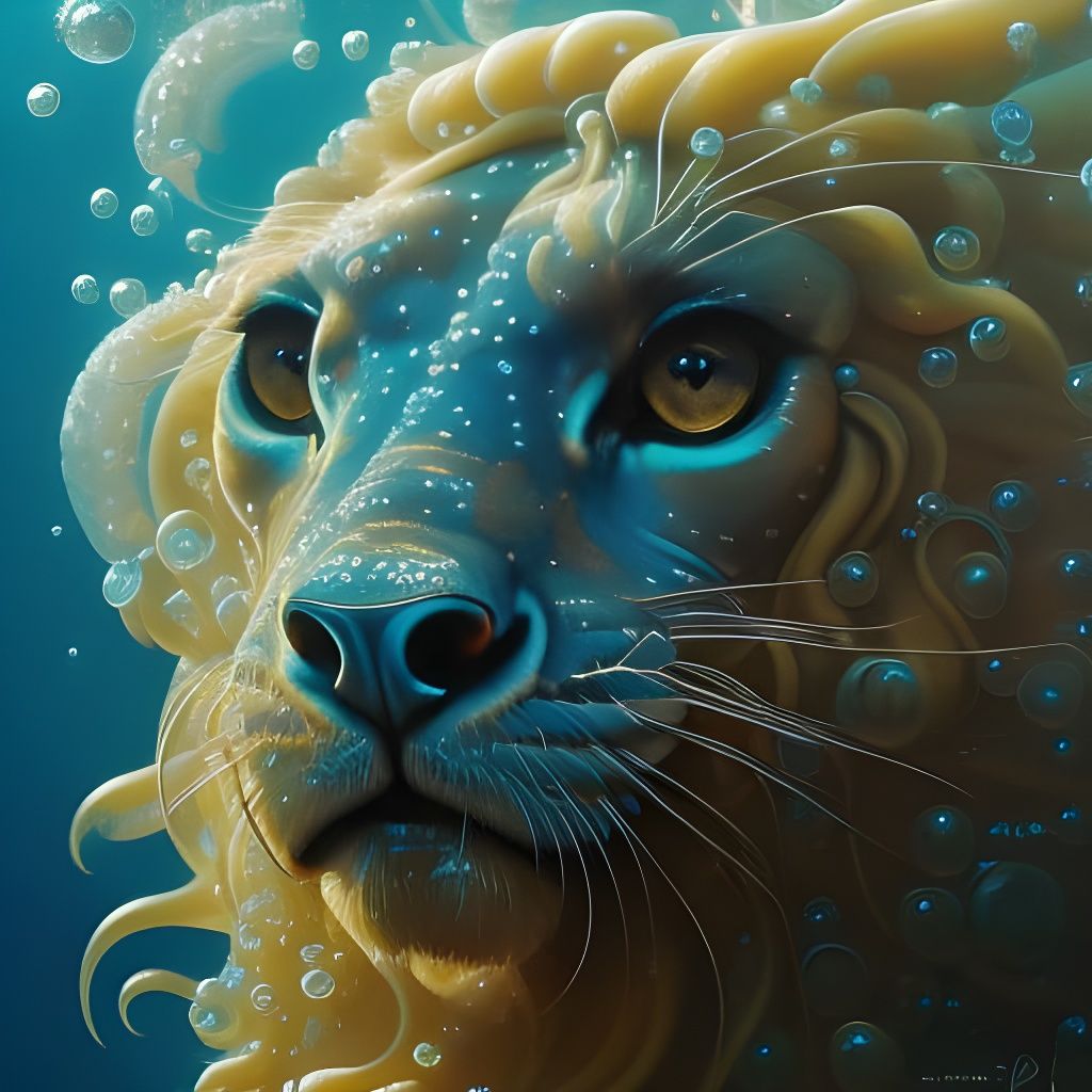 Liquid Lioness Underwater: A Science Fiction Portrait