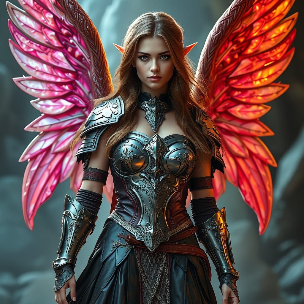 Warrior Princess in Shiny Armor, Digital Art