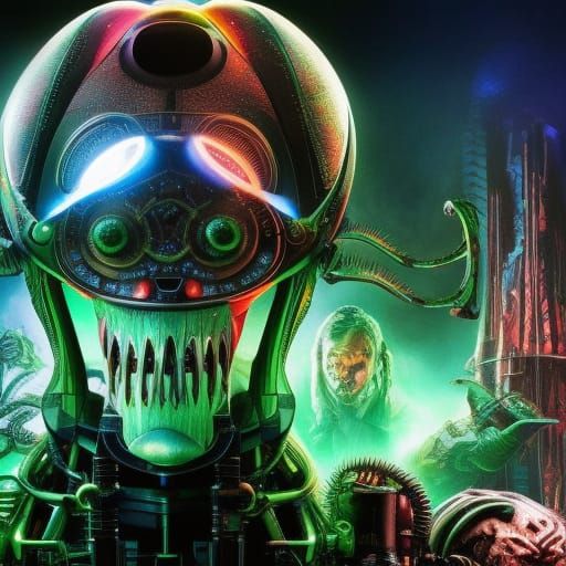 Biopunk Robotic Tick in Dark Academia Style