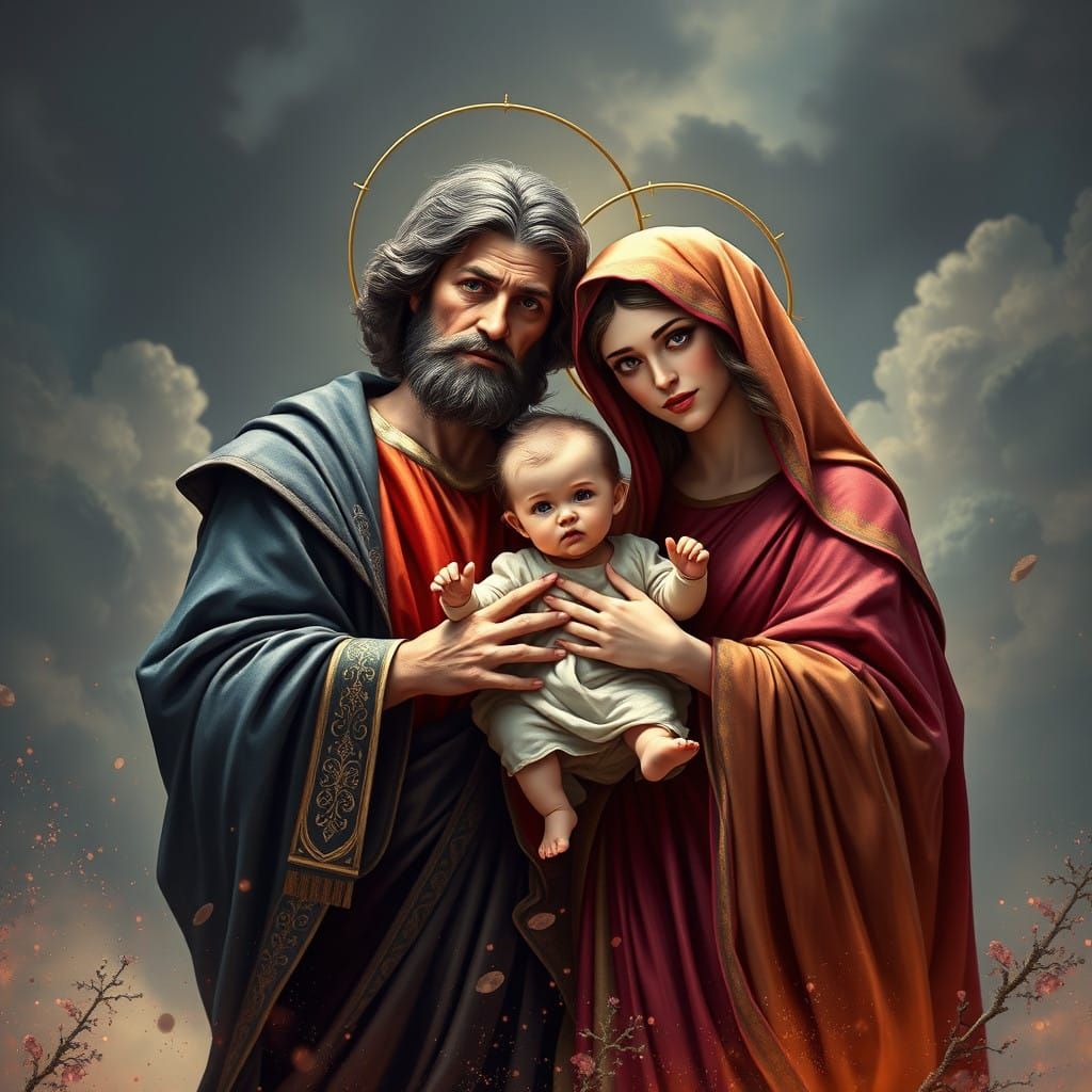 Holy Family Portrait in Breathtaking Fantasy Art Style