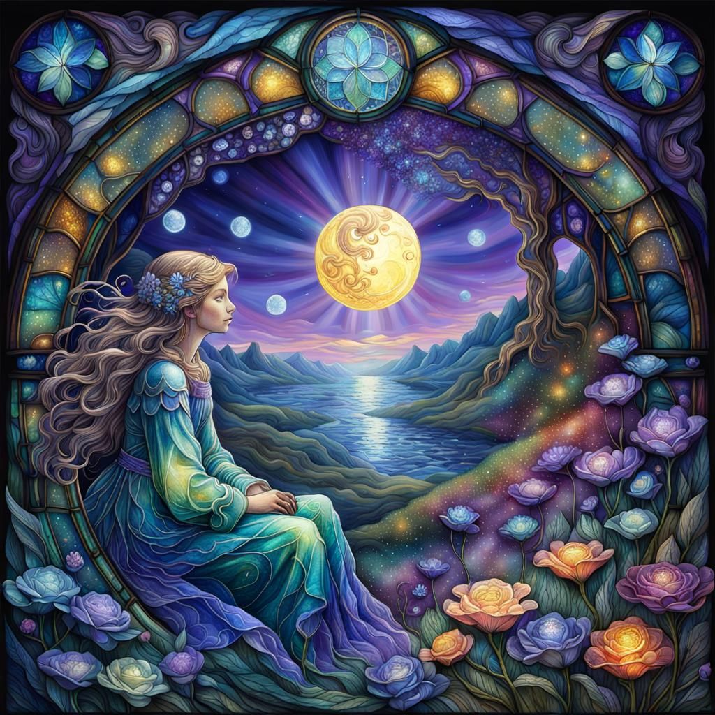 Bioluminescent Stained Glass Fantasycore Masterpiece