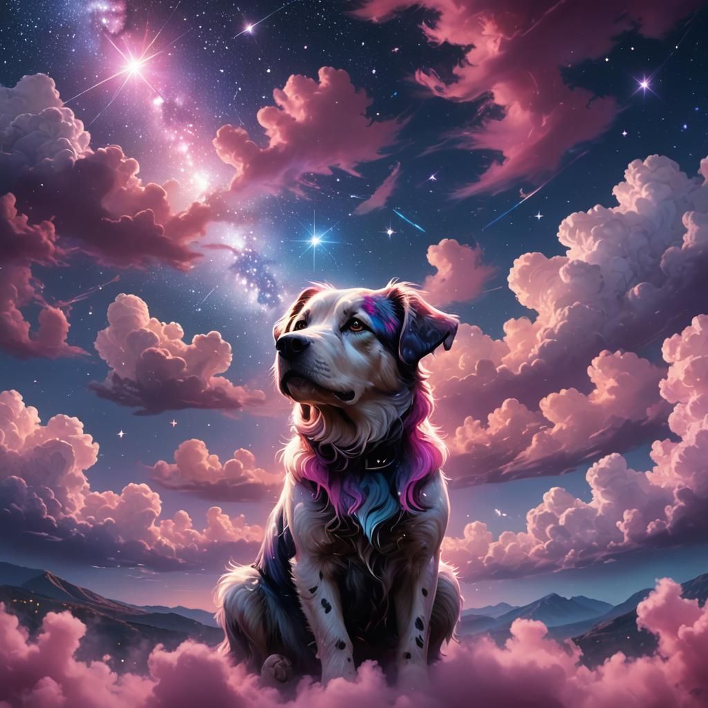 Dog Constellation in a Mystical Night Sky