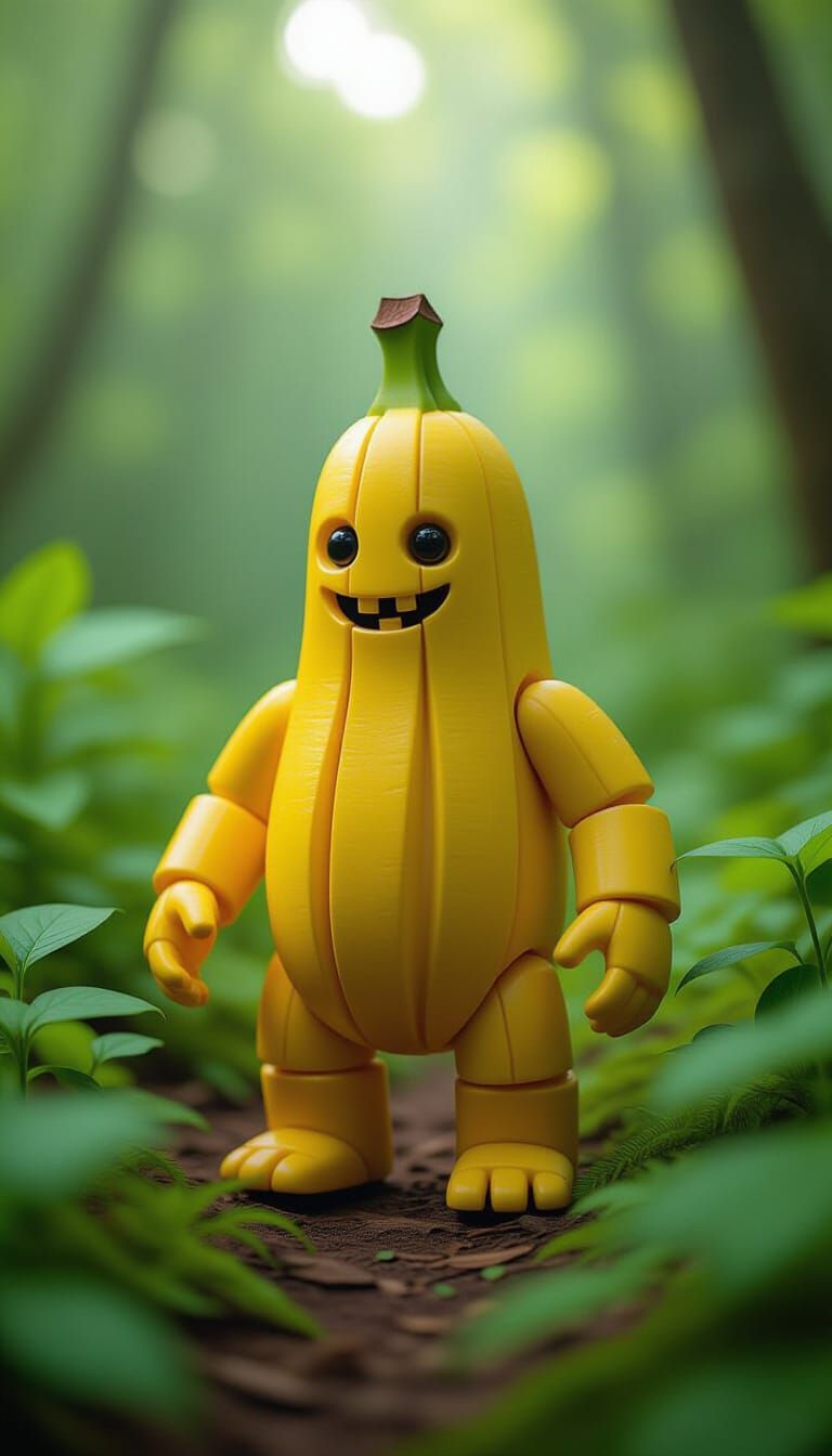 Whimsical Banana Golem in Lush Forest