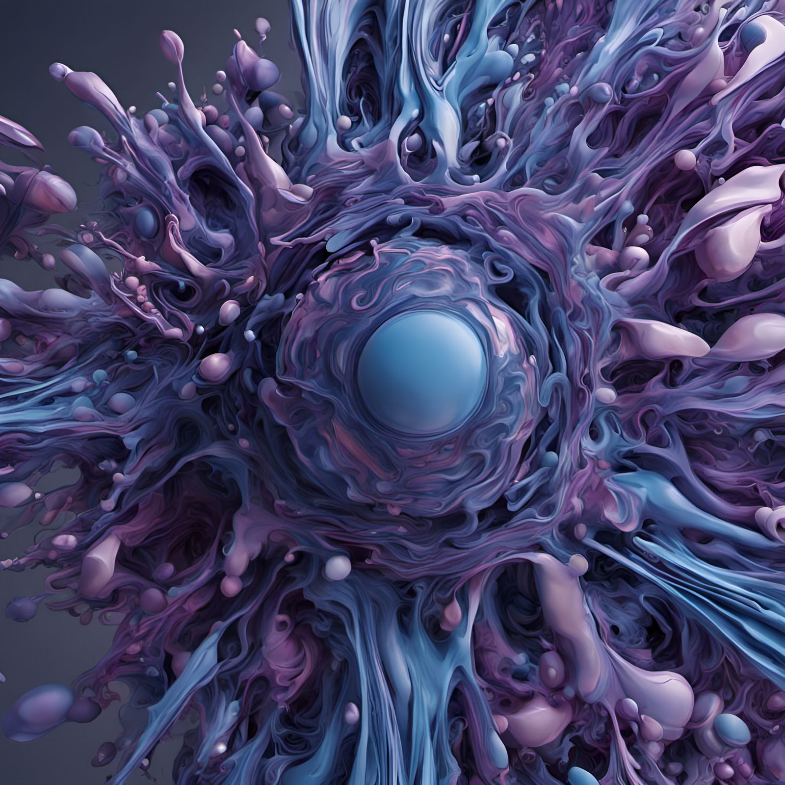 Blurple Fried Egg Abstract