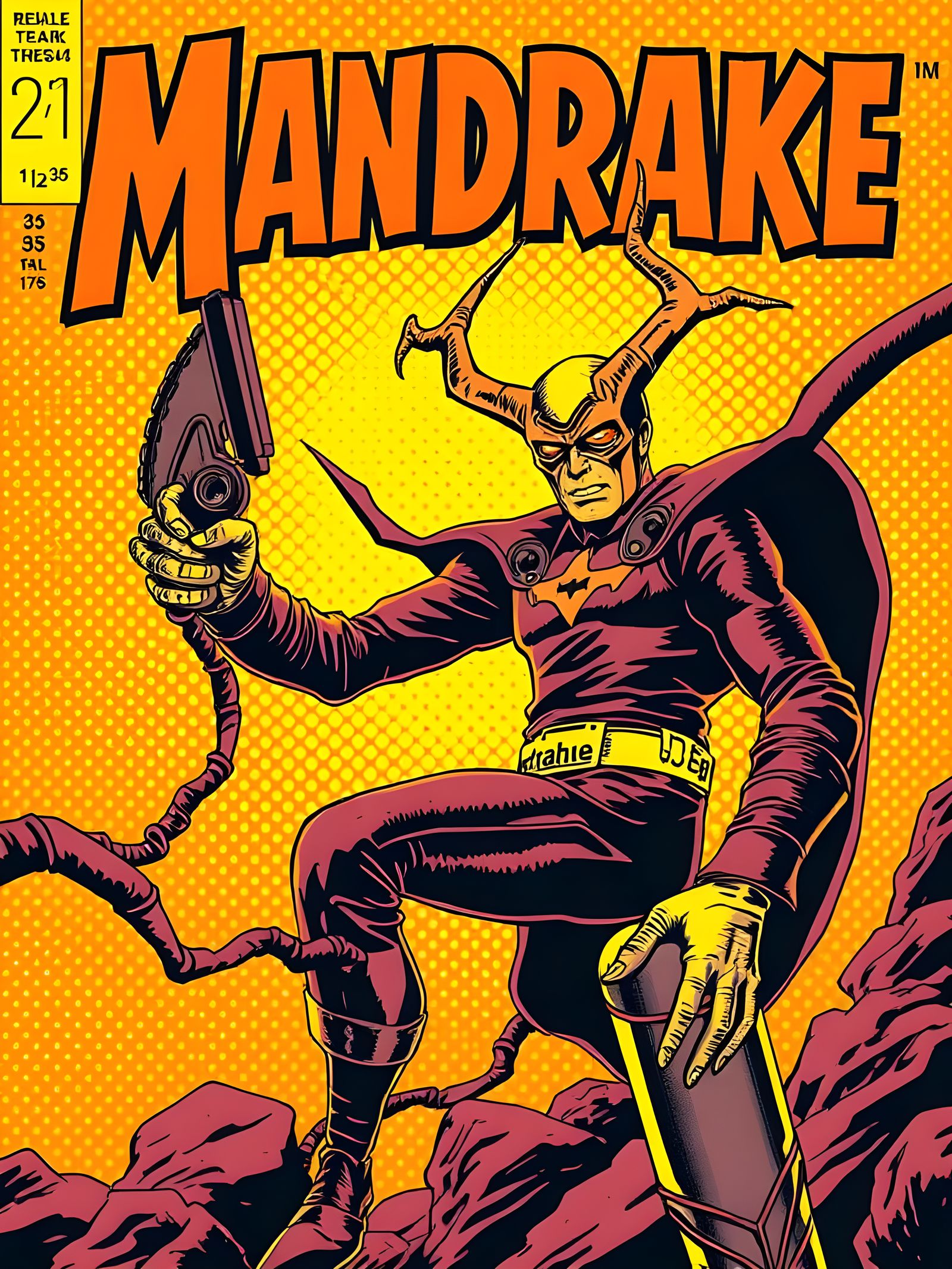 Vintage Comic Cover Art in Retro Orange Tones