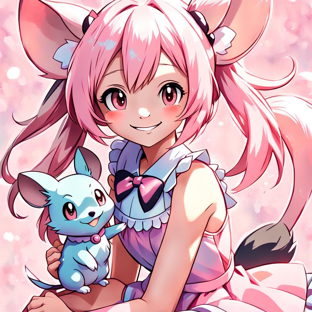 Anime Mouse Girl Portrait in Manga Scan Style