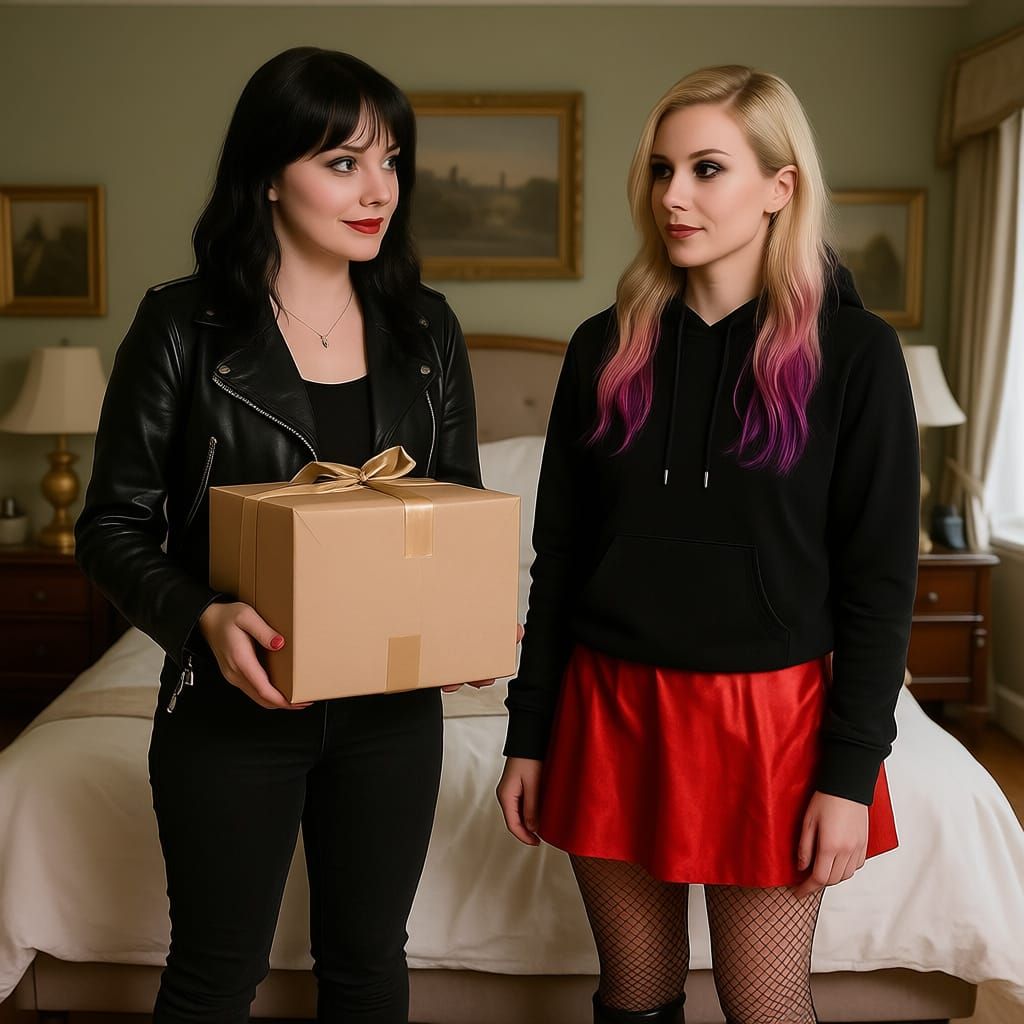 Two Women in English Country House Bedroom