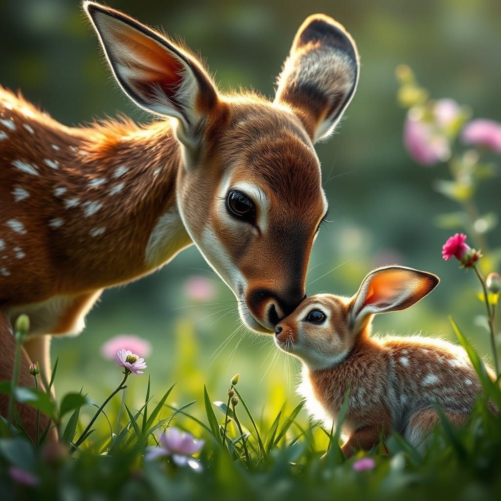 Lush Garden Encounter in Vibrant Colors