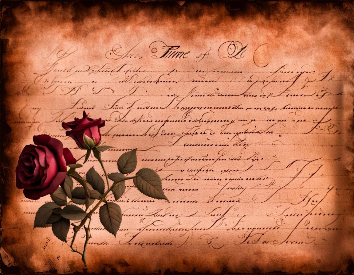 Antique Paper with French Script and Roses