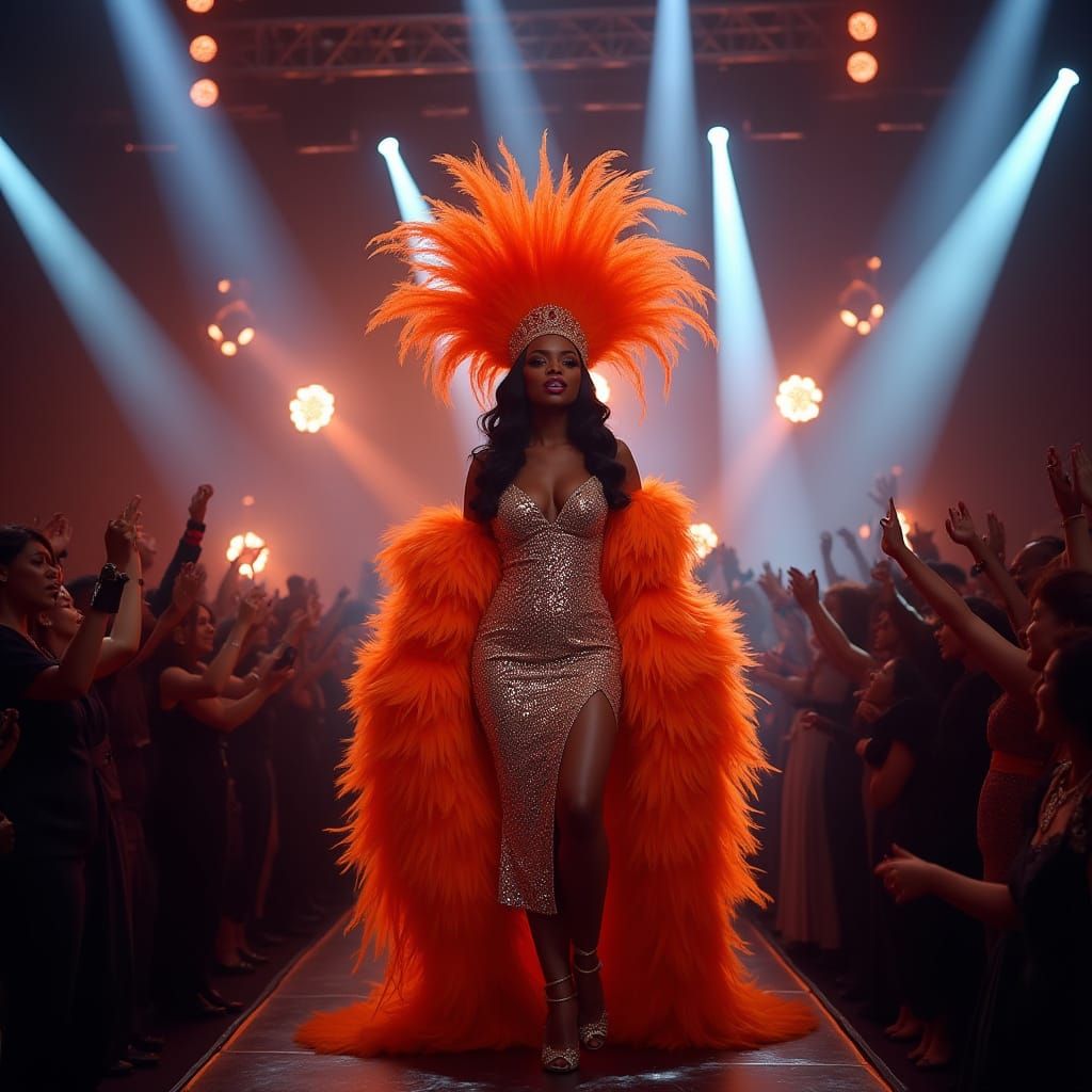 Black Queen Commands Stage in Afrofuturist Style