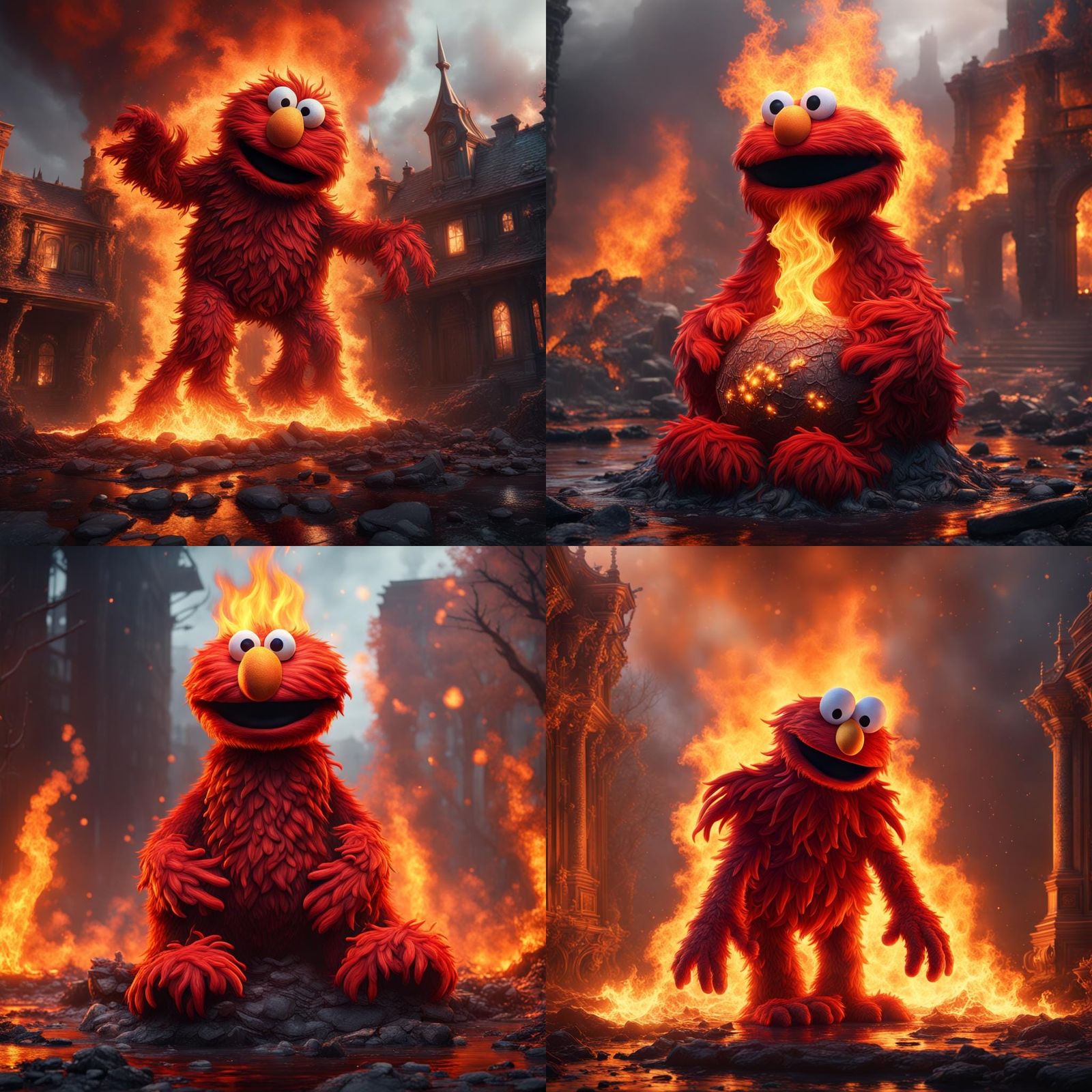 Elmo on Fire: Detailed Matte Painting