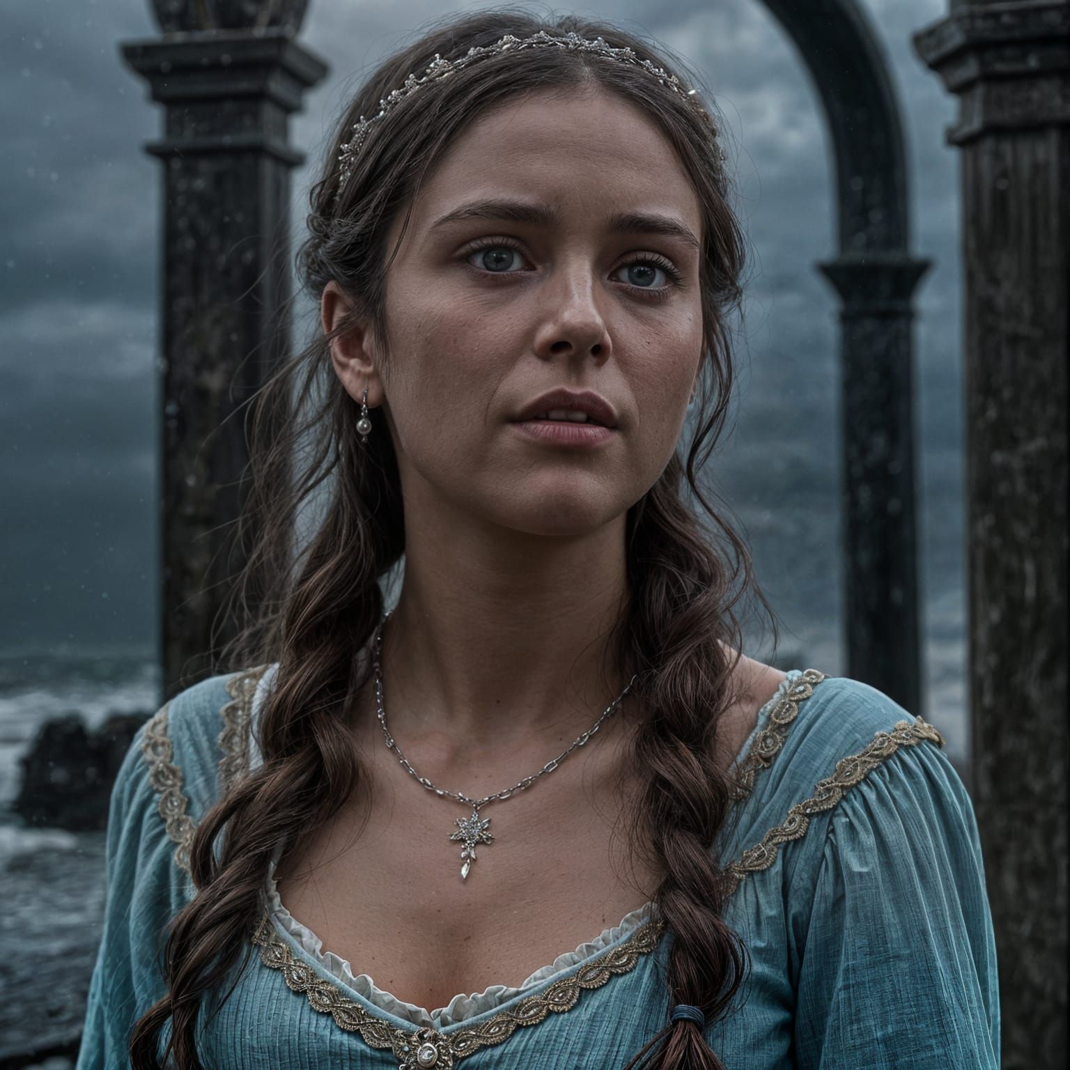 Phia Saban as Mina Murray in Victorian Whitby Winter Scene