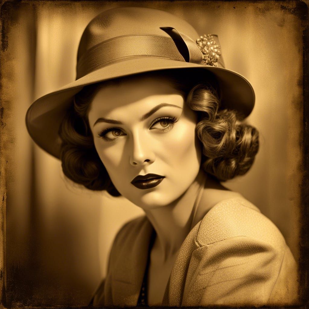 1930s Pin-Up Model in Sepia Tones
